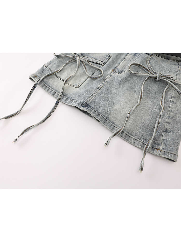 Strap Bows Denim Coquette Skirt - Image 5