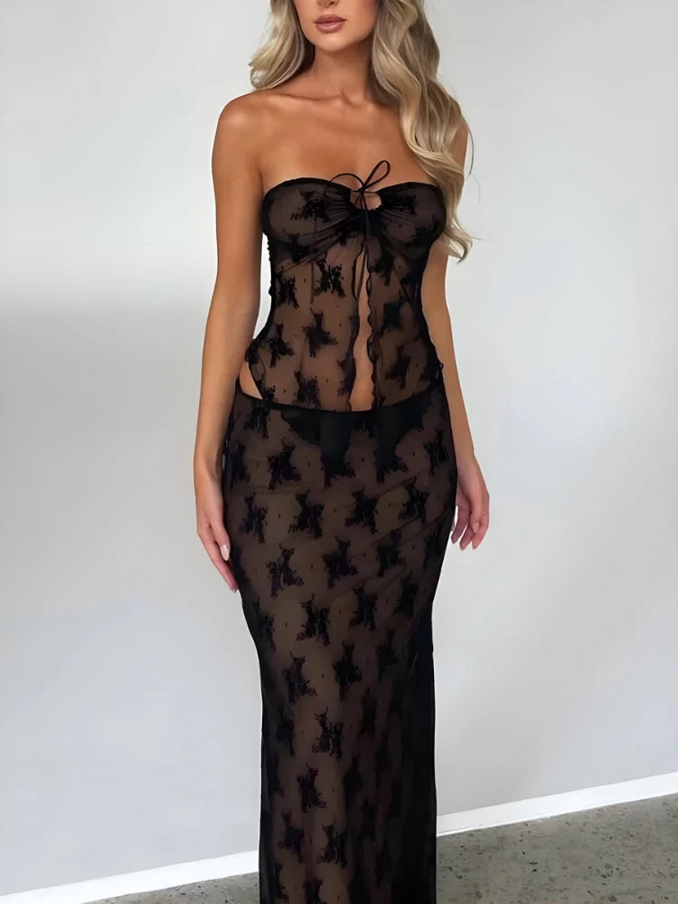 Strapless Sheer Top & Maxi Skirt Coord - Image 7