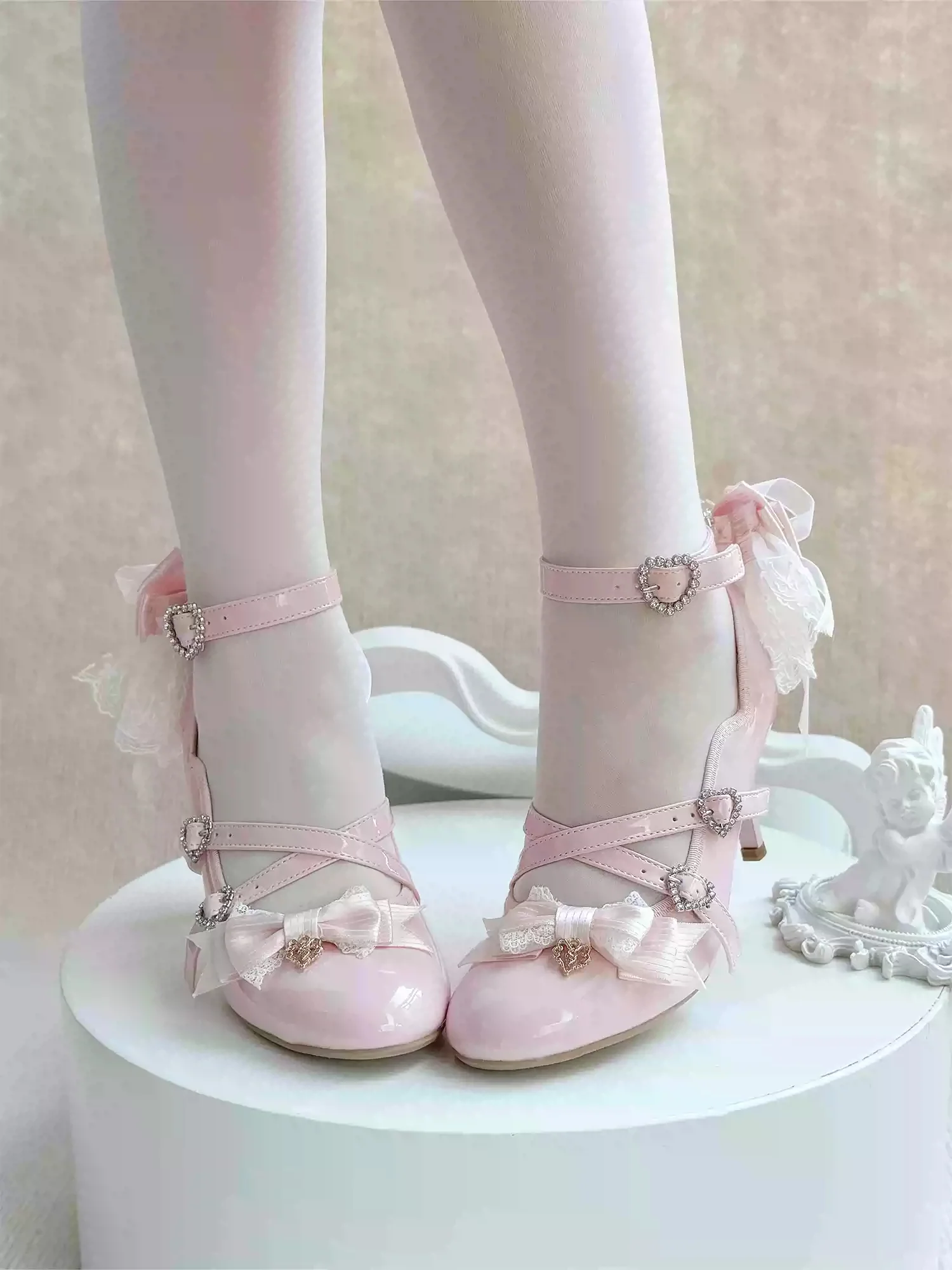 Strawberry Cheese Lolita Bow High Heels