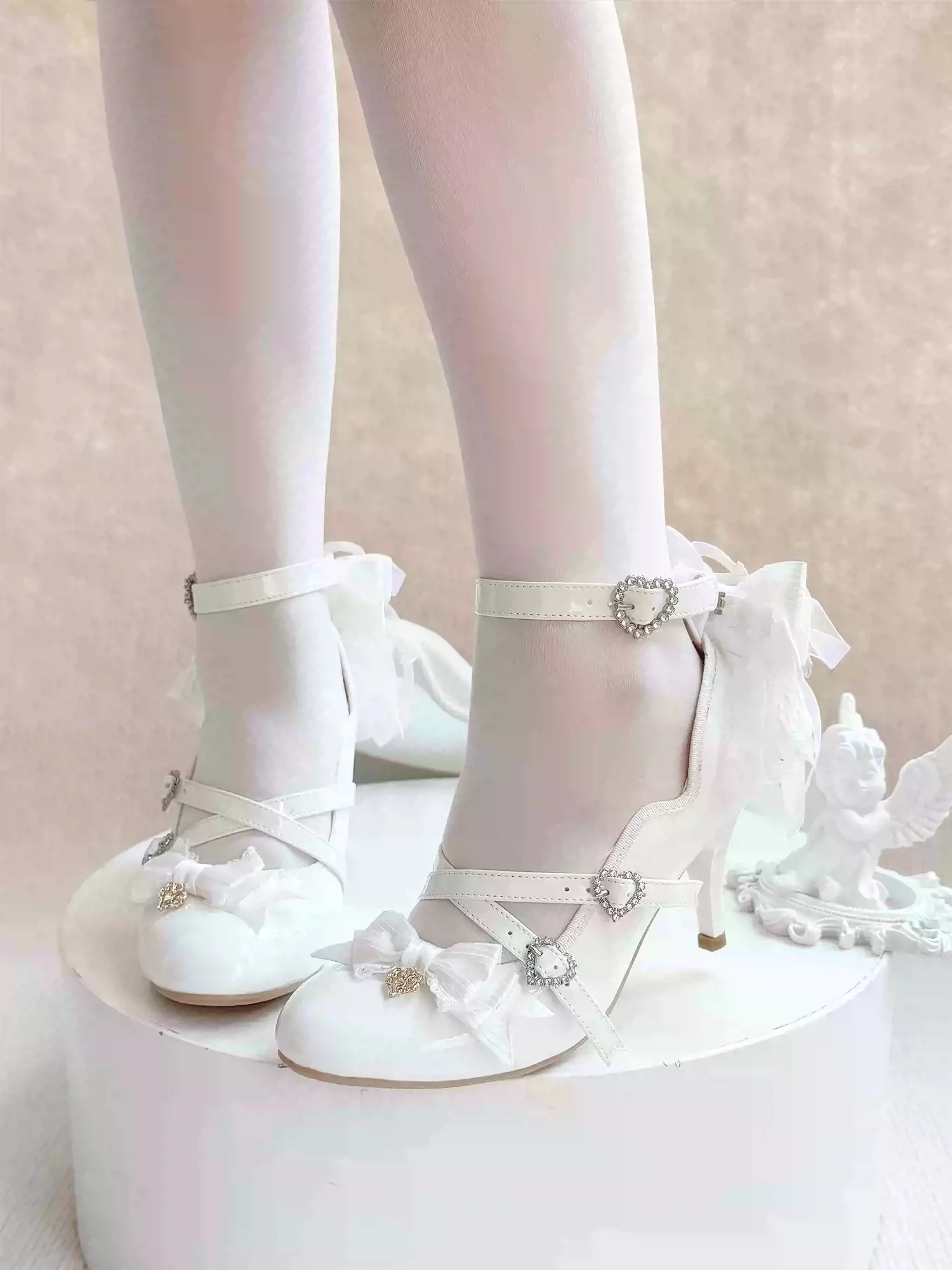 Strawberry Cheese Lolita Bow High Heels - Image 4