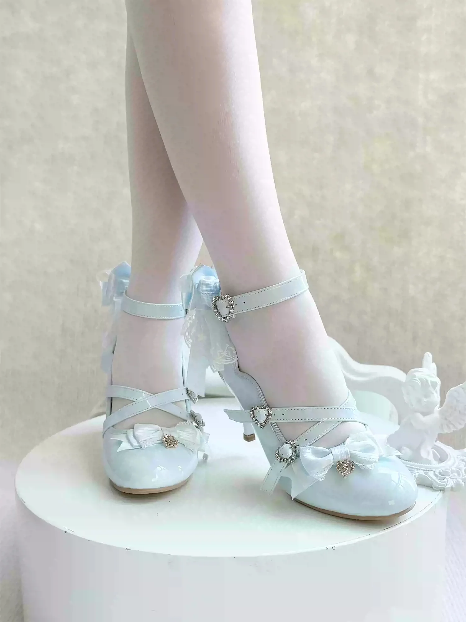Strawberry Cheese Lolita Bow High Heels - Image 5
