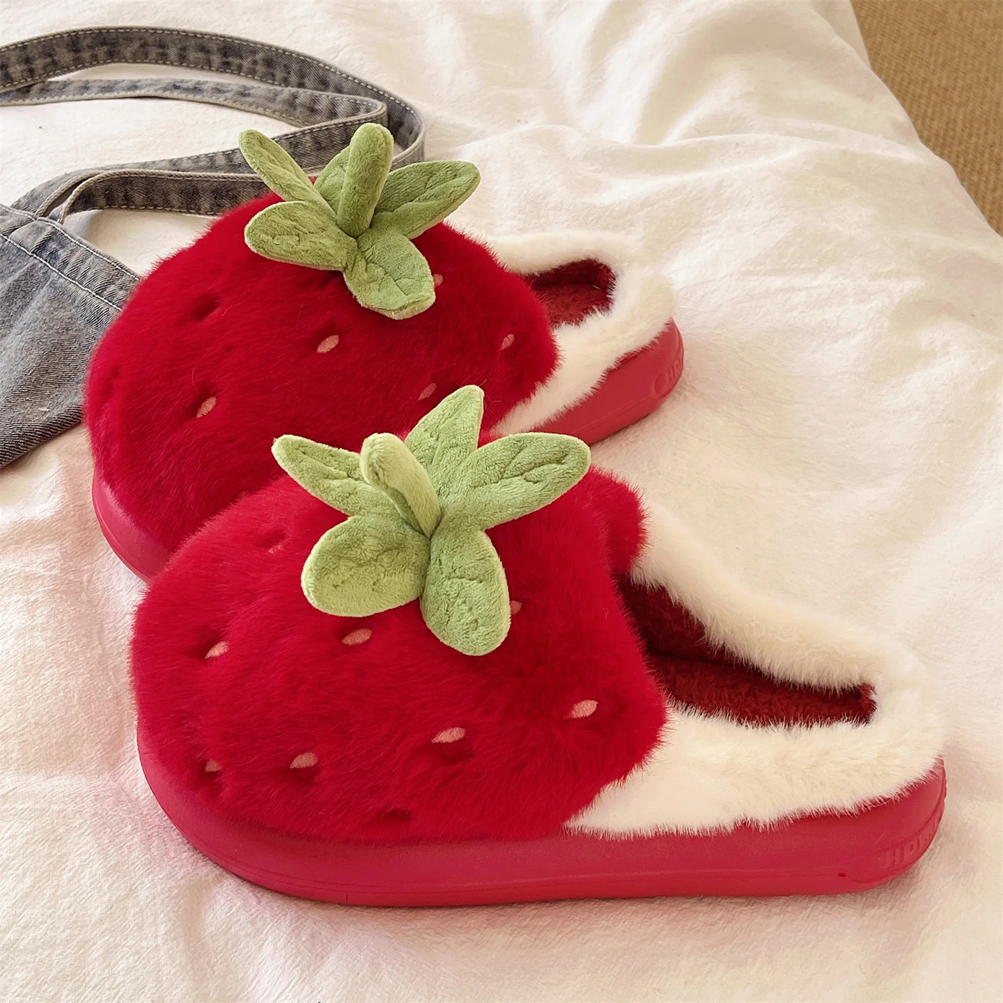 strawberry Cotton plush slippers - Image 2
