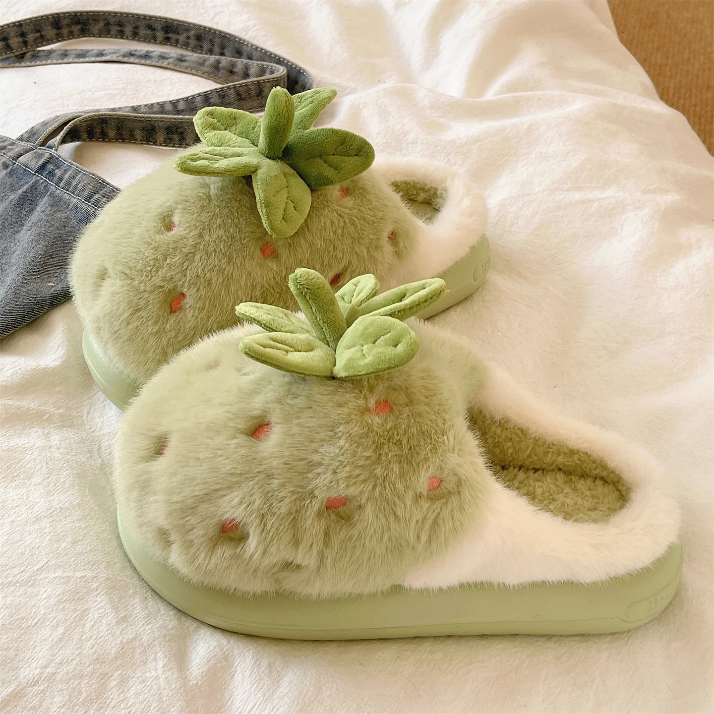 strawberry Cotton plush slippers - Image 3