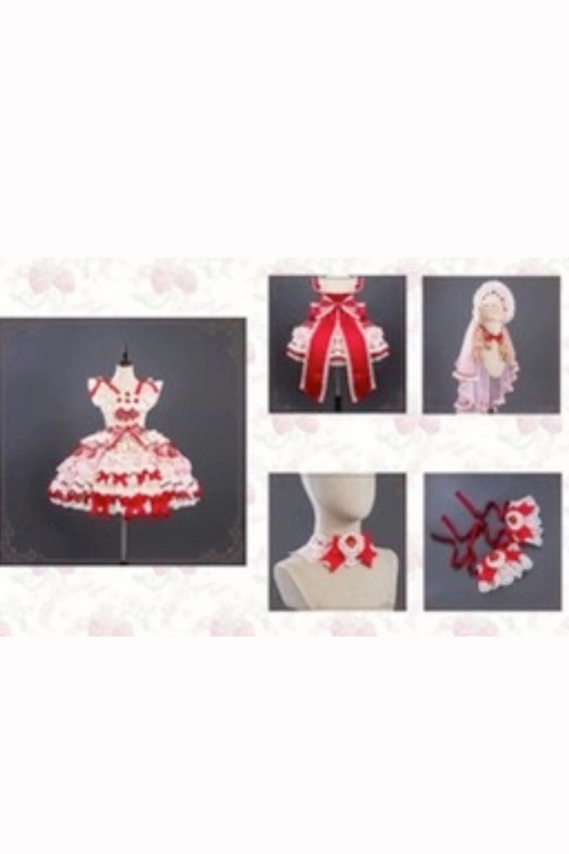 Strawberry Fantasy Lolita Dress + Jumper Skirt + Ribbon + Sleeves + Bonnet - Image 42