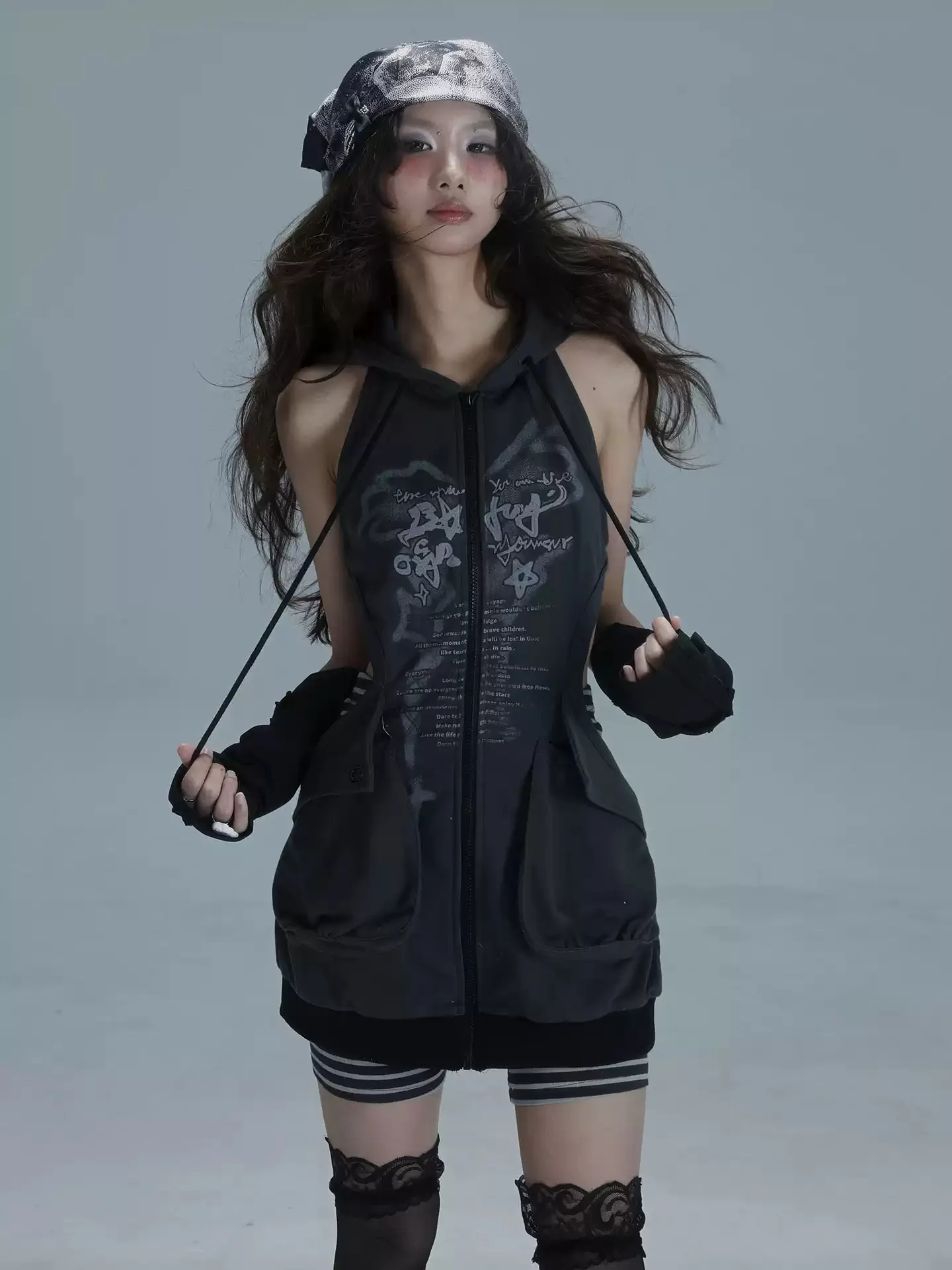 street hollow long hoodie dress - Image 2