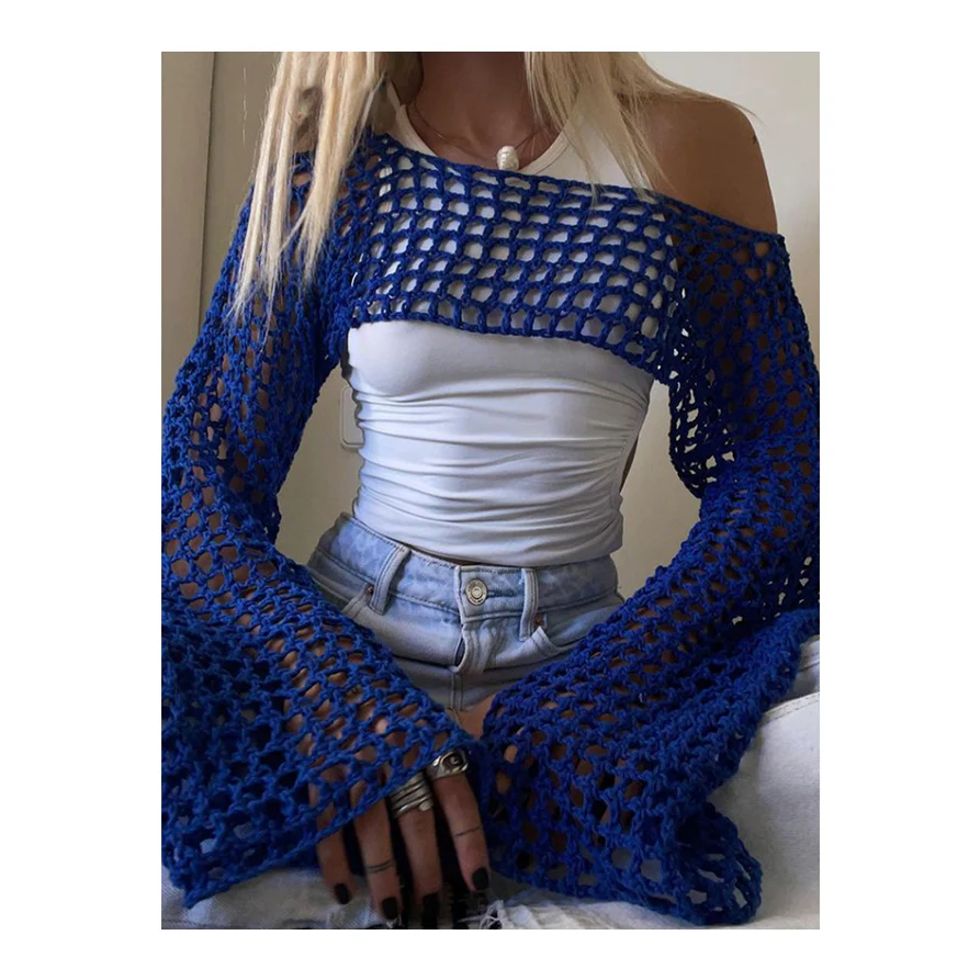 Street Mesh Hollow Knitted Blouse