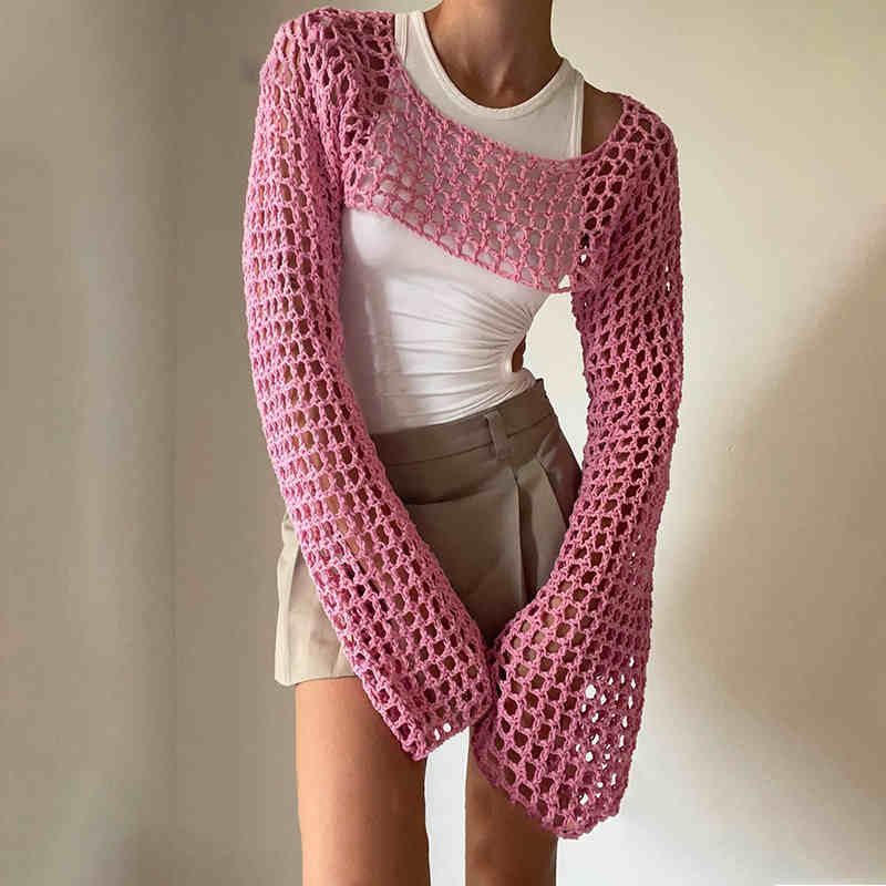 Street Mesh Hollow Knitted Blouse - Image 8