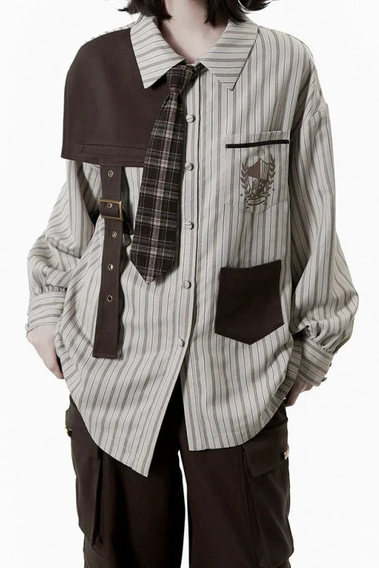 Striped Shirt Dress + Shirt + Cargo Pants + Tie - Image 5