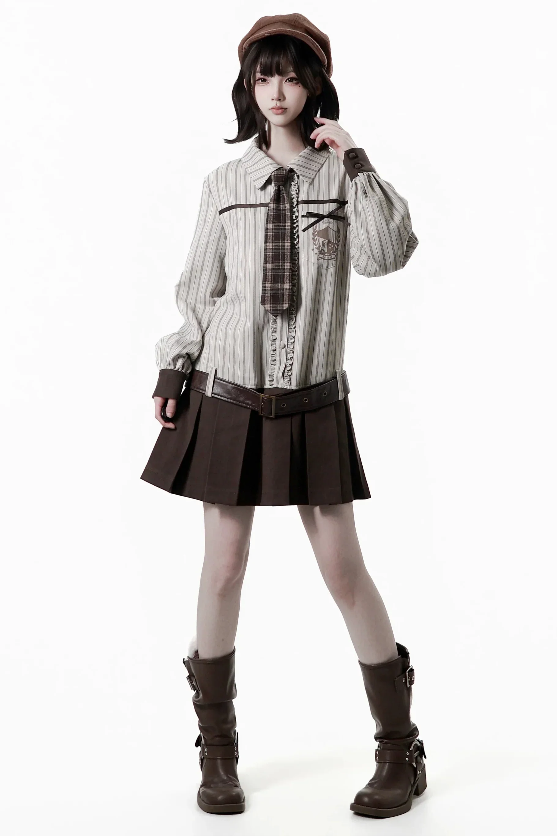 Striped Shirt Dress + Shirt + Cargo Pants + Tie - Image 9