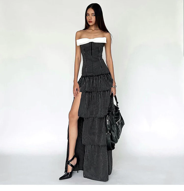 Striped Dark Coquette Dress - Image 4