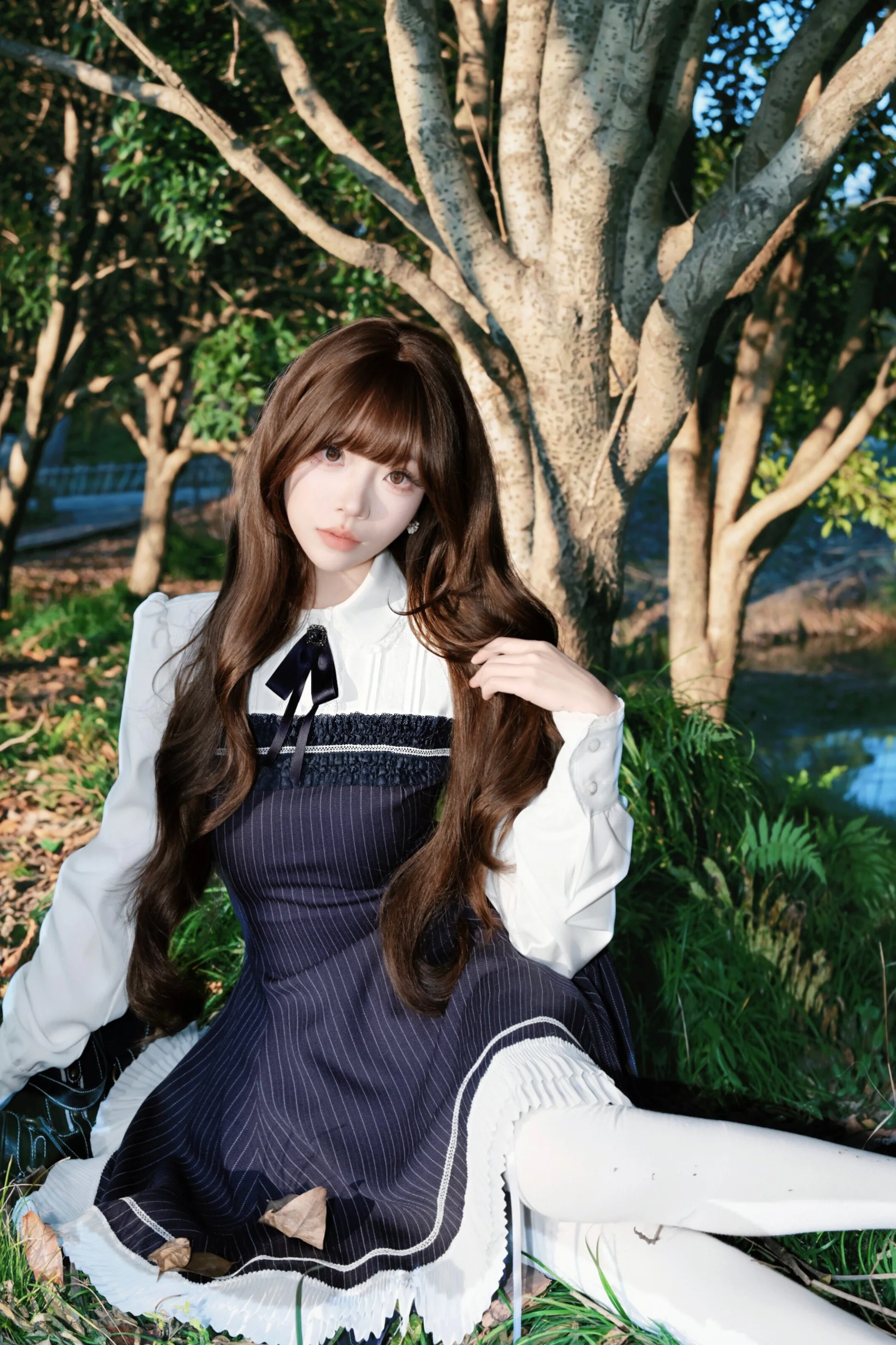 Retro Girly Striped A-Line Dress - Image 3