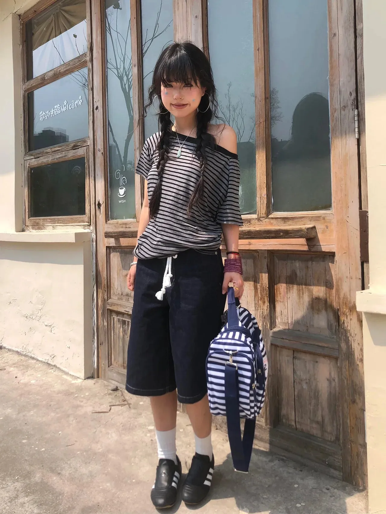 Striped One Shoulder Tee - Image 4