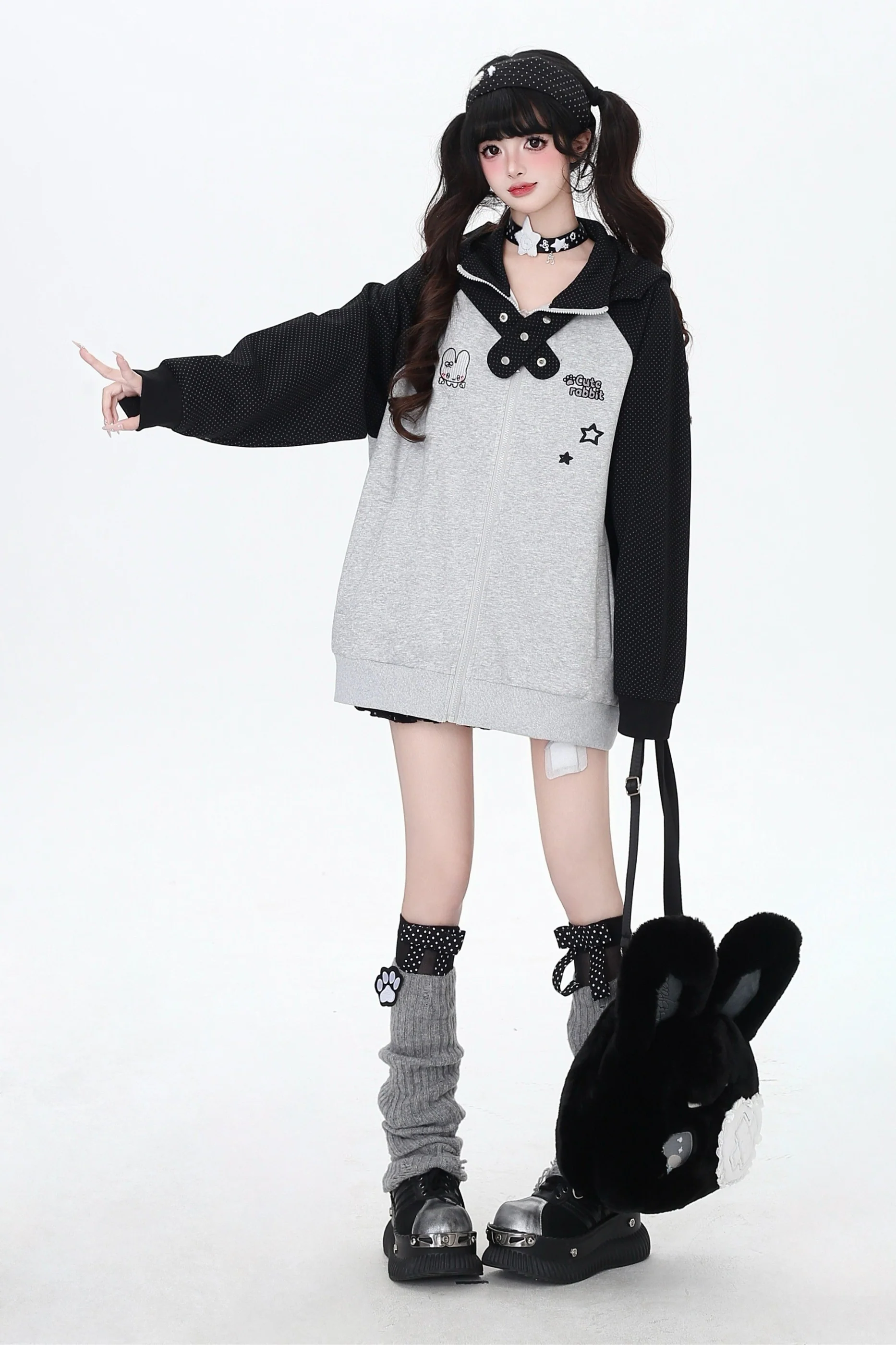 Dark Rabbit Ear Hooded Jacket - Image 12