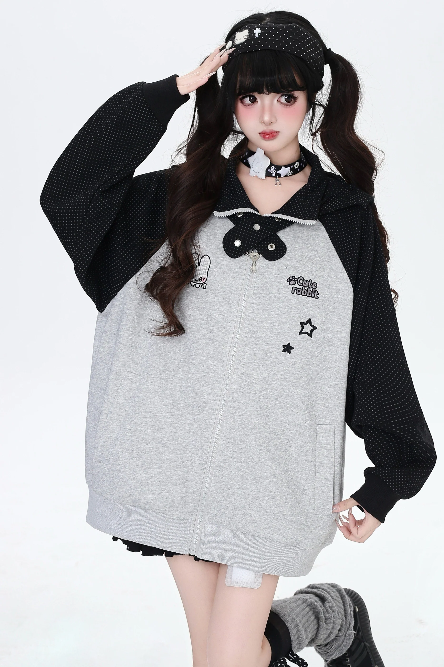 Dark Rabbit Ear Hooded Jacket - Image 15
