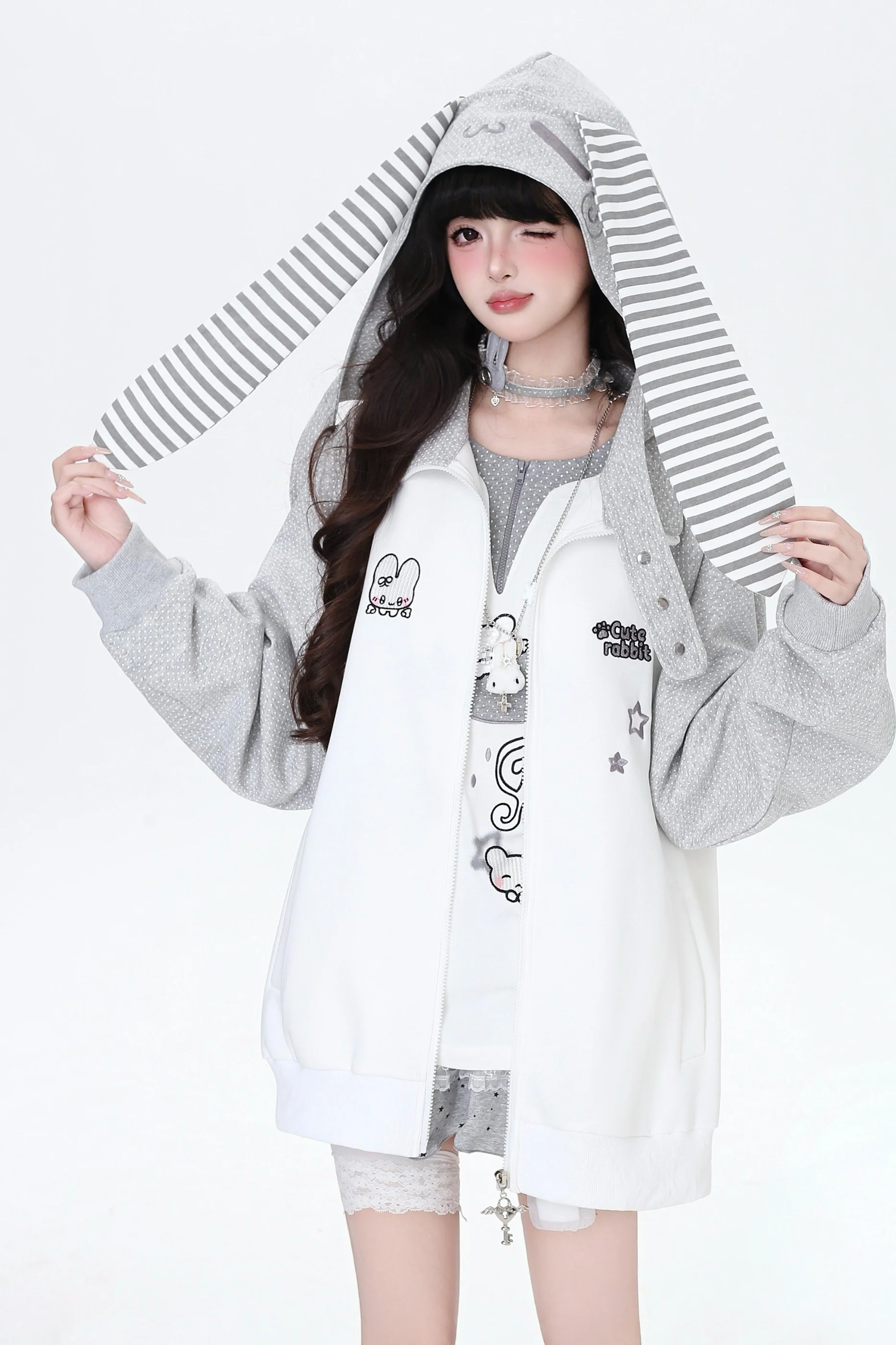 Dark Rabbit Ear Hooded Jacket - Image 16