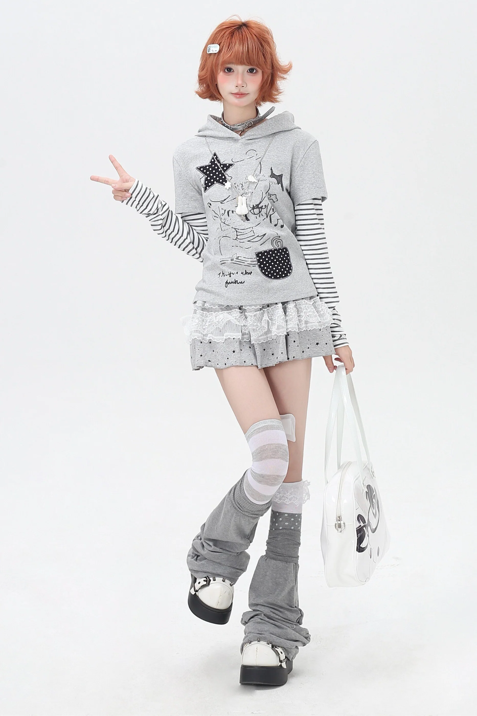Striped Fake Two-Piece Hooded Top - Image 13