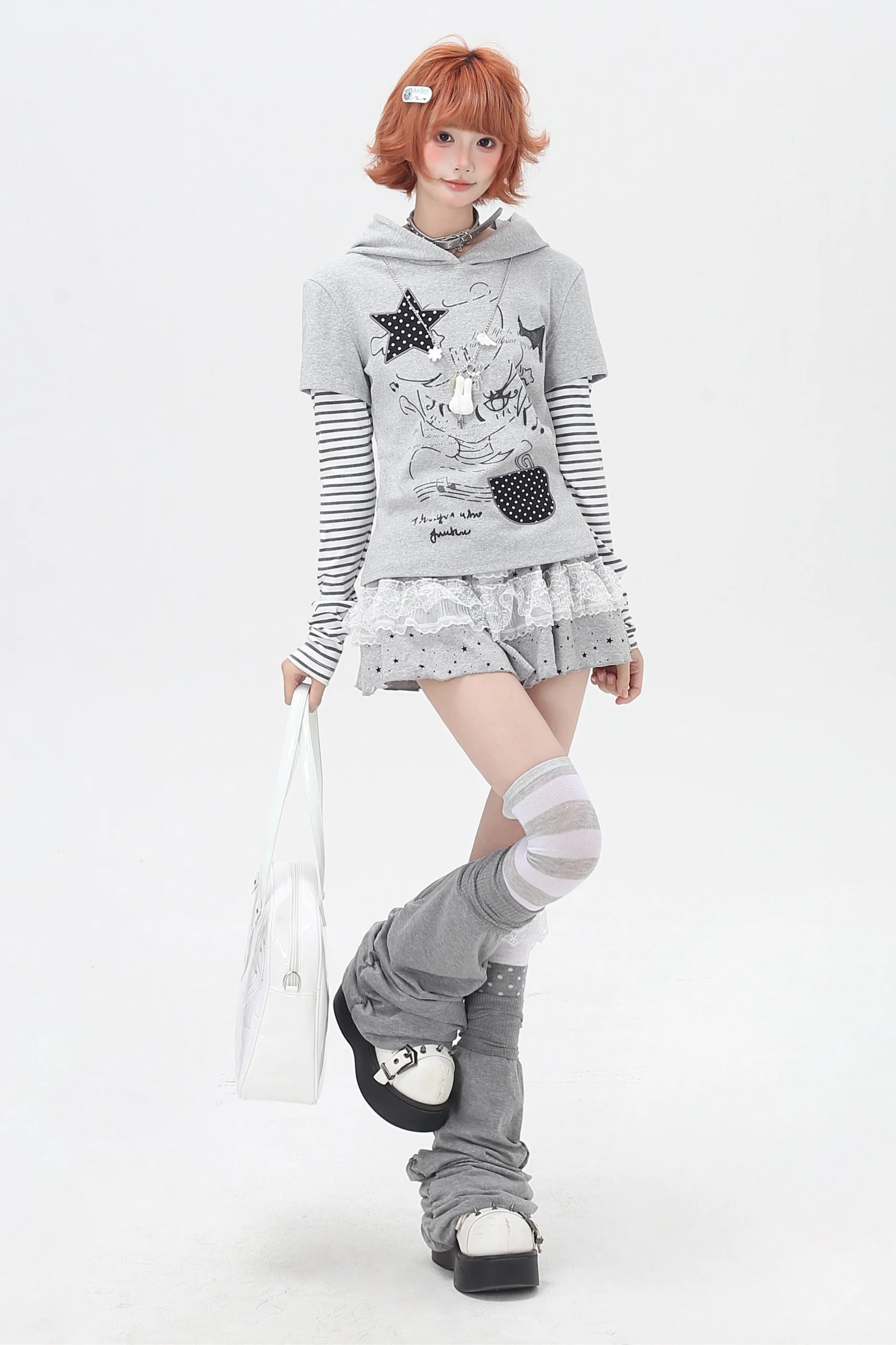 Striped Fake Two-Piece Hooded Top - Image 14