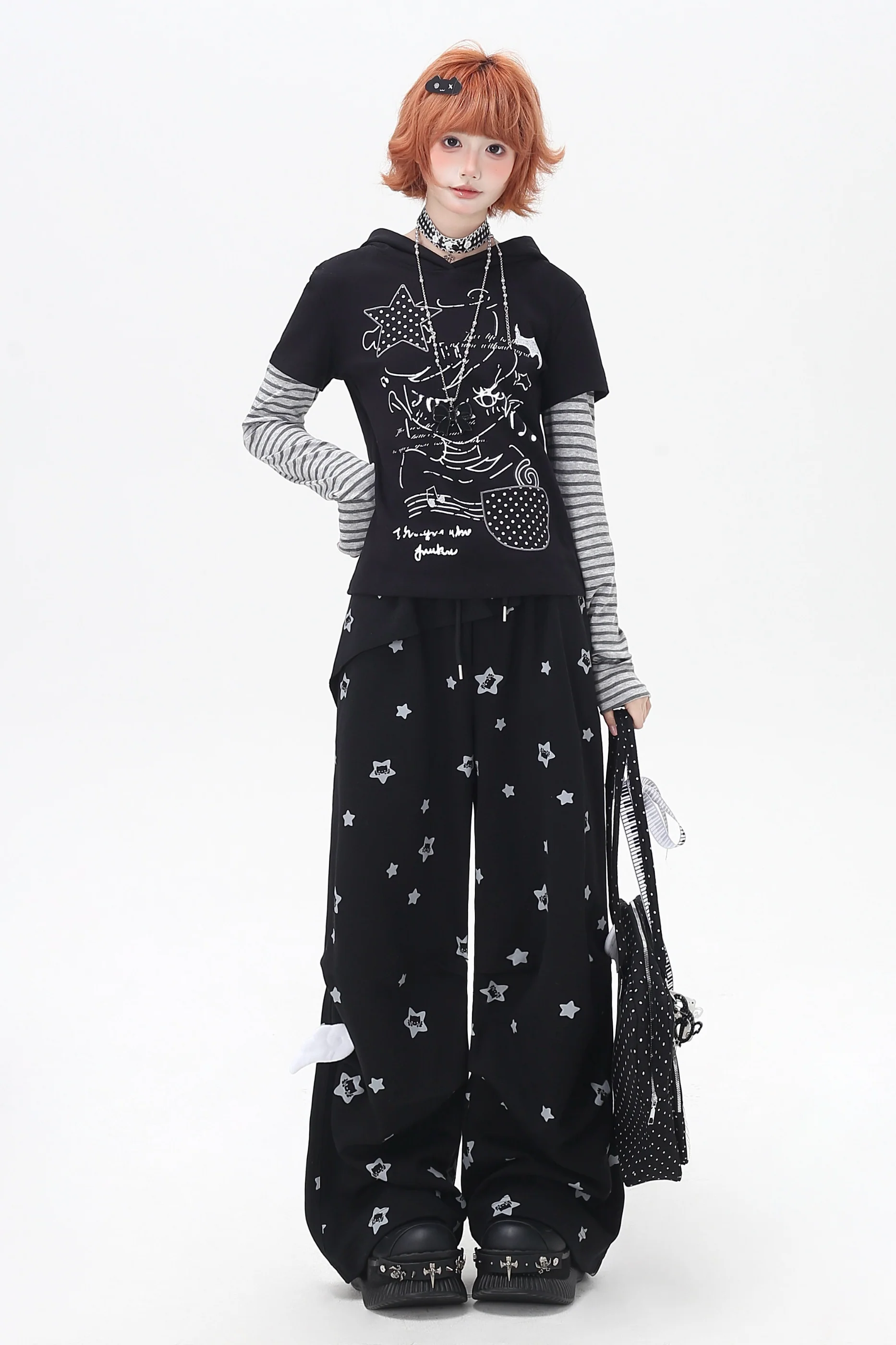 Striped Fake Two-Piece Hooded Top - Image 2