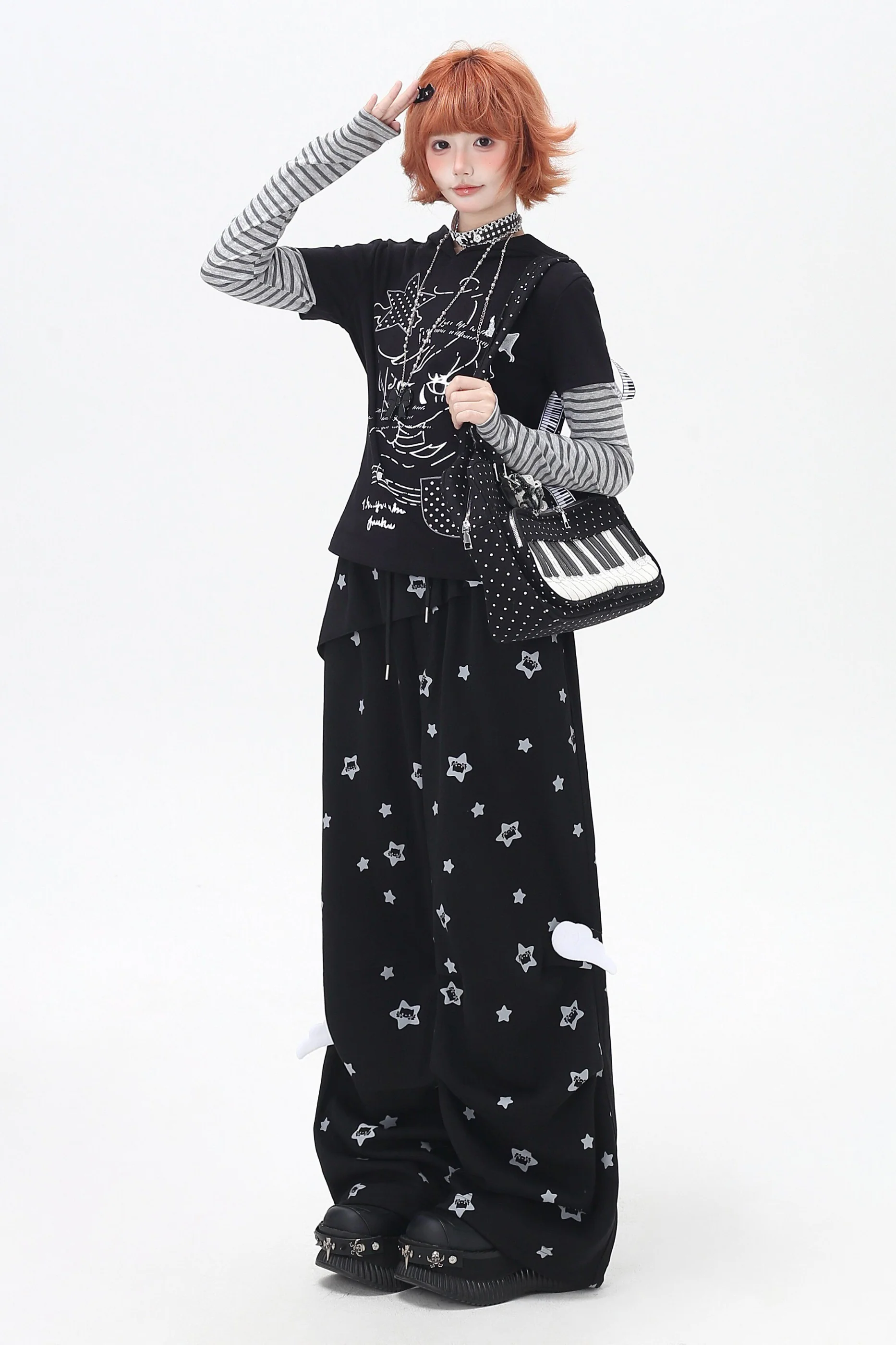 Striped Fake Two-Piece Hooded Top - Image 3