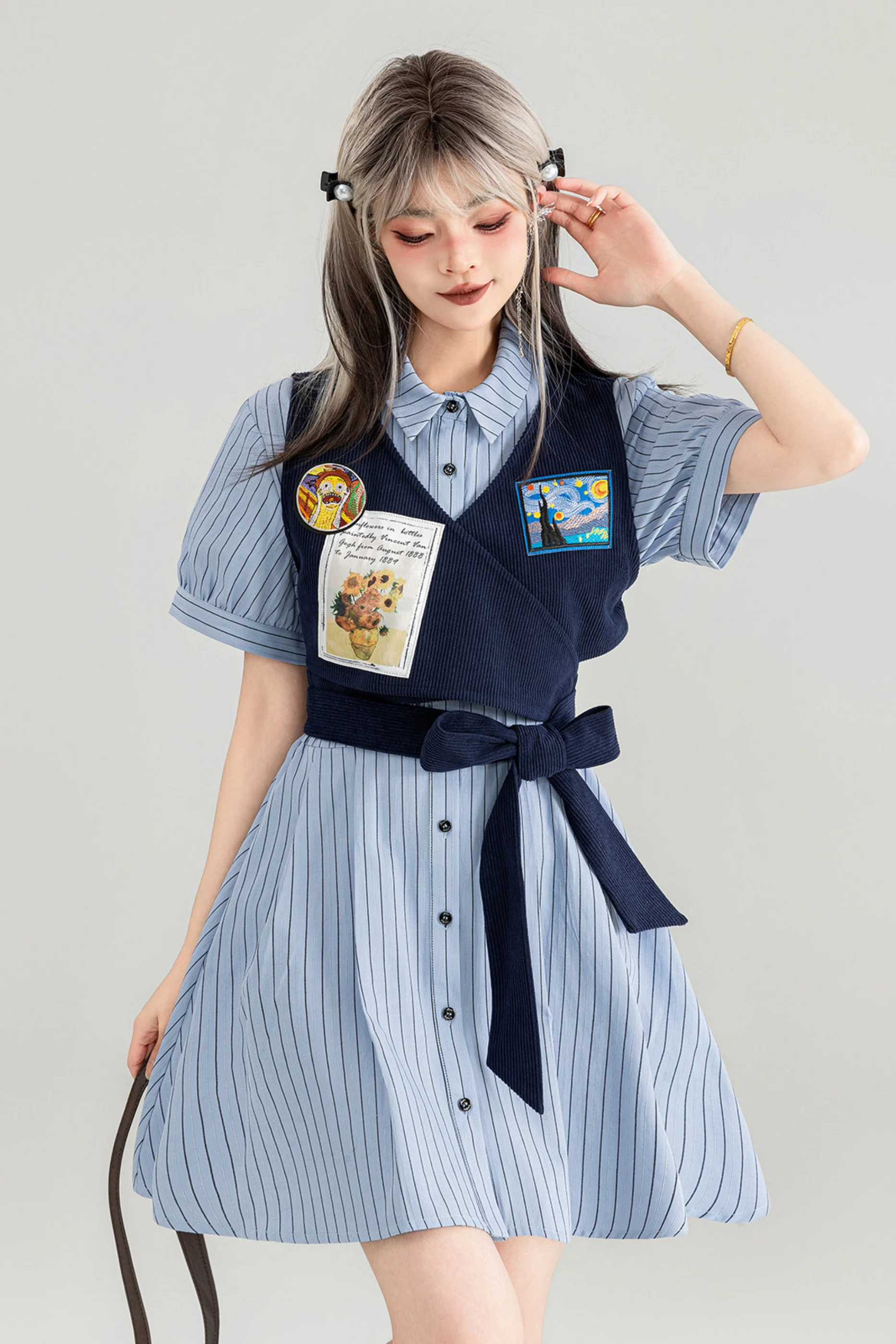 Preppy Dress + Striped Shirt Dress - Image 2