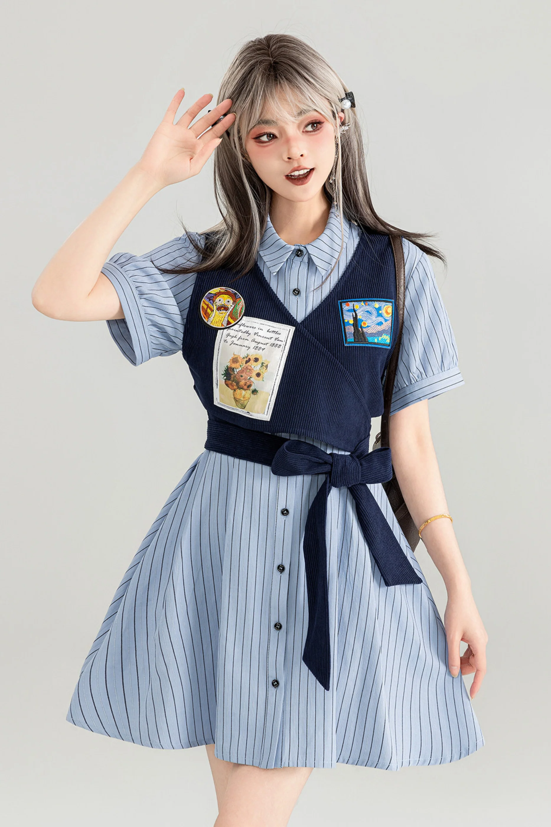 Preppy Dress + Striped Shirt Dress - Image 3