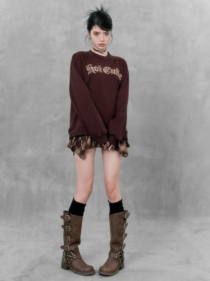 Style Retro Loose Velvet Logo Sweatshirt - Image 3