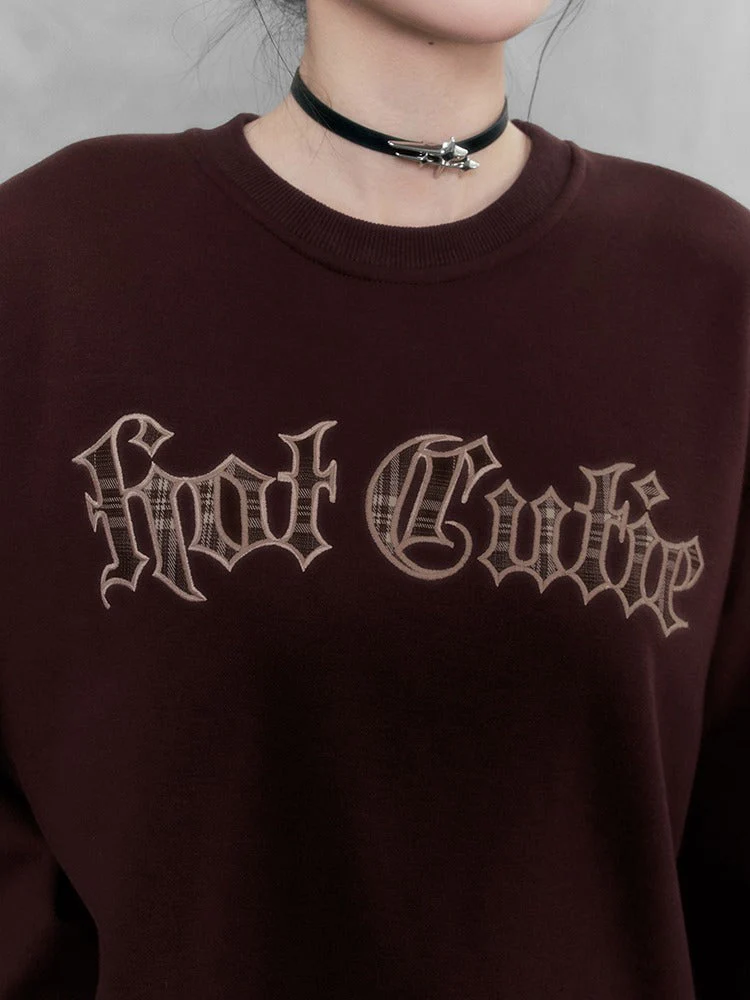 Style Retro Loose Velvet Logo Sweatshirt - Image 5
