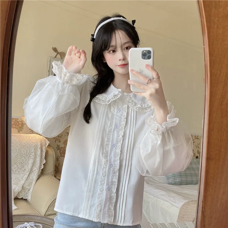 Sweet Lolita Shirt White Doll Collar Shirt - Image 12