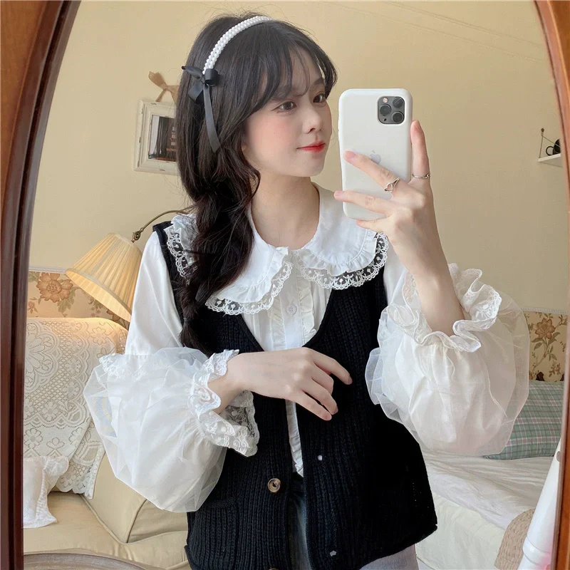 Sweet Lolita Shirt White Doll Collar Shirt - Image 15