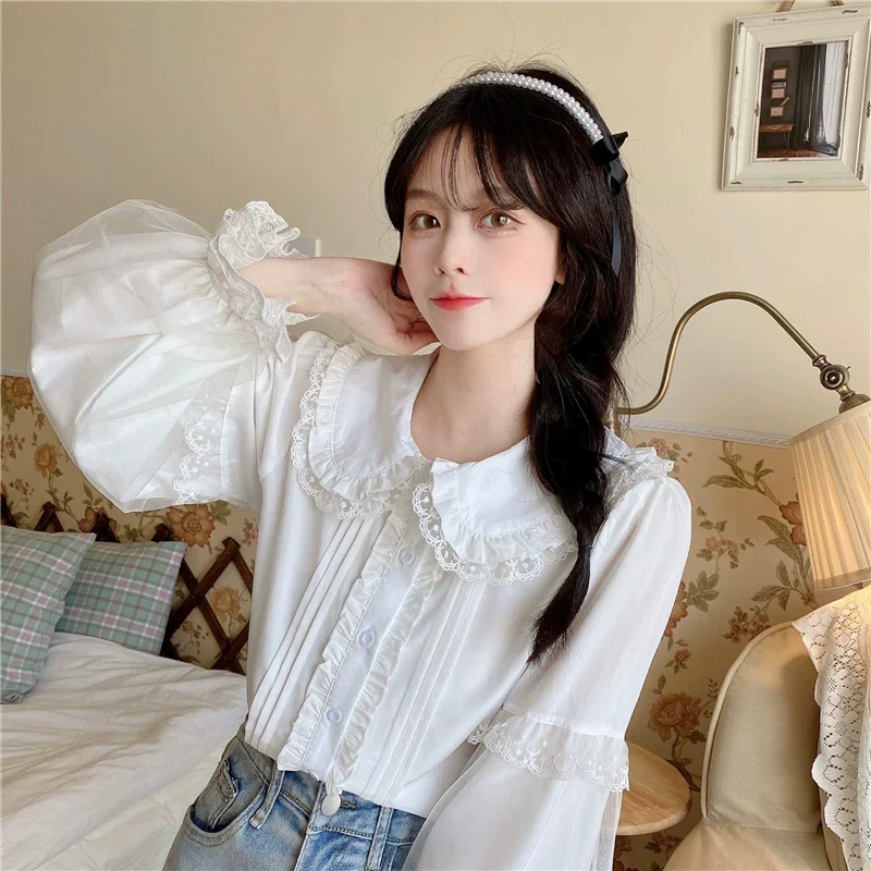 Sweet Lolita Shirt White Doll Collar Shirt - Image 2