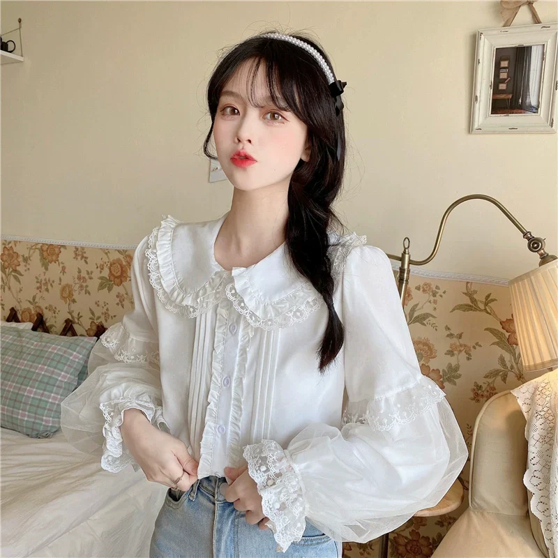 Sweet Lolita Shirt White Doll Collar Shirt - Image 3