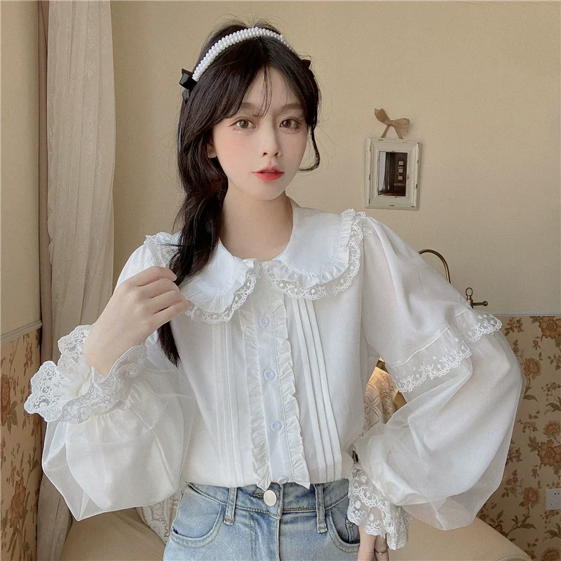 Sweet Lolita Shirt White Doll Collar Shirt - Image 4