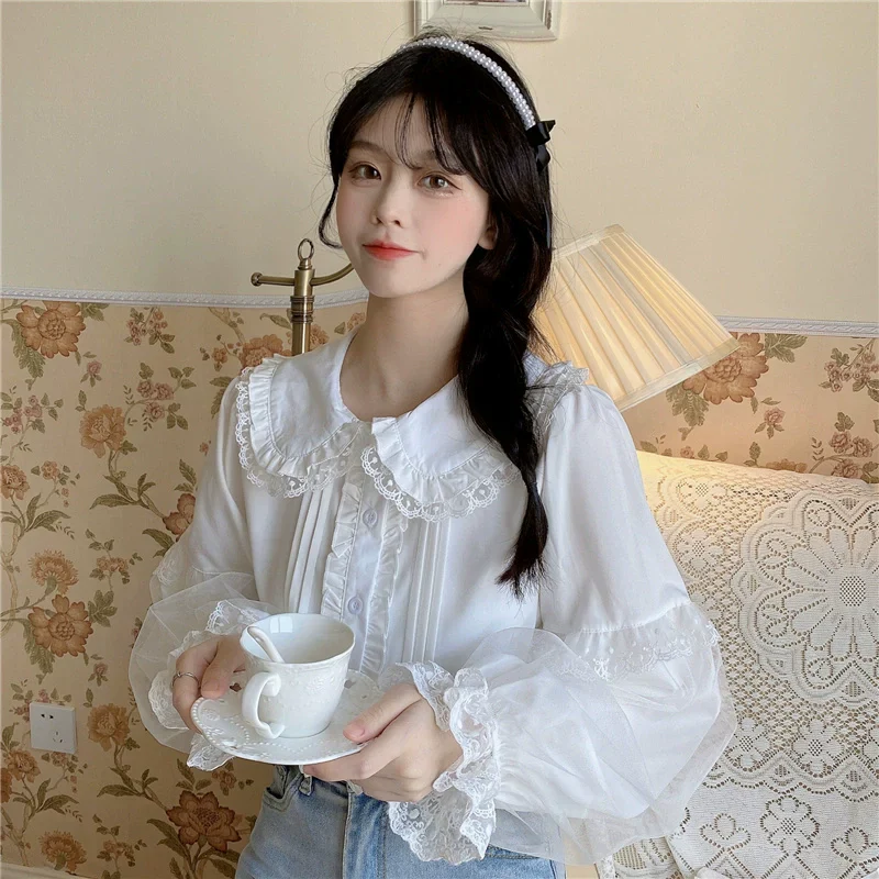 Sweet Lolita Shirt White Doll Collar Shirt - Image 5