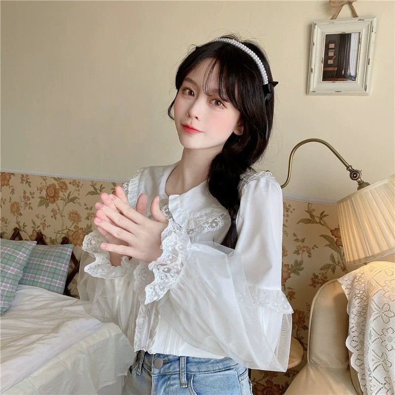 Sweet Lolita Shirt White Doll Collar Shirt - Image 6