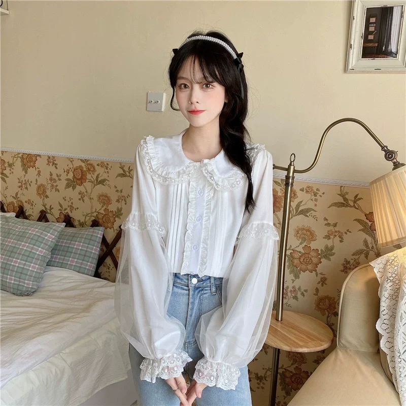 Sweet Lolita Shirt White Doll Collar Shirt - Image 7