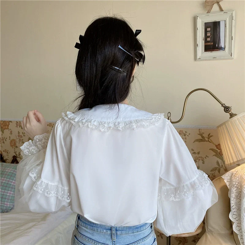 Sweet Lolita Shirt White Doll Collar Shirt - Image 8
