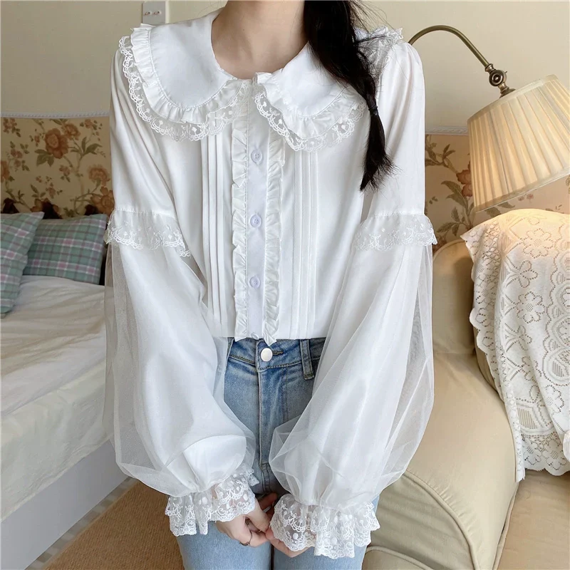 Sweet Lolita Shirt White Doll Collar Shirt - Image 9