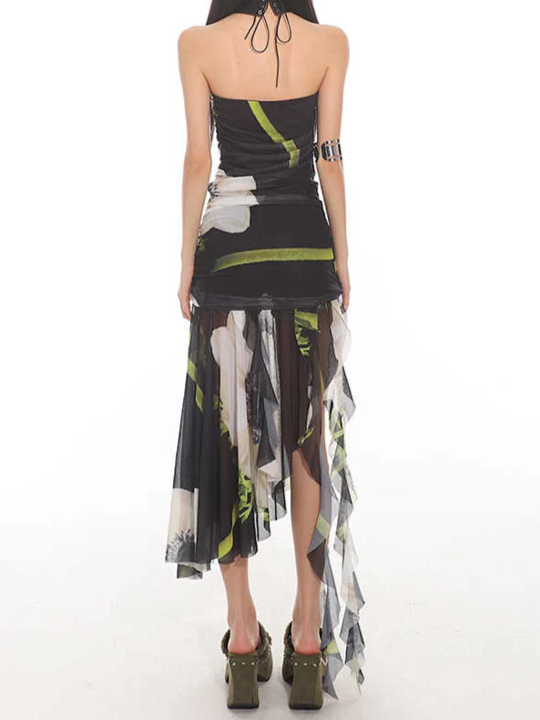 Summer Floral Mesh Tube Top Dress - Image 2
