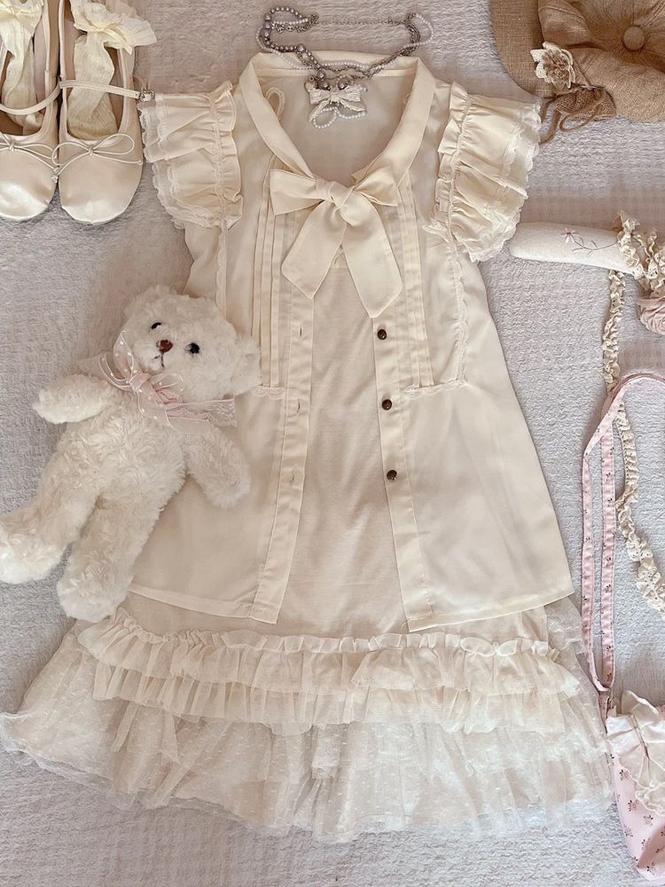 Sweet and cute baby doll collar dress set