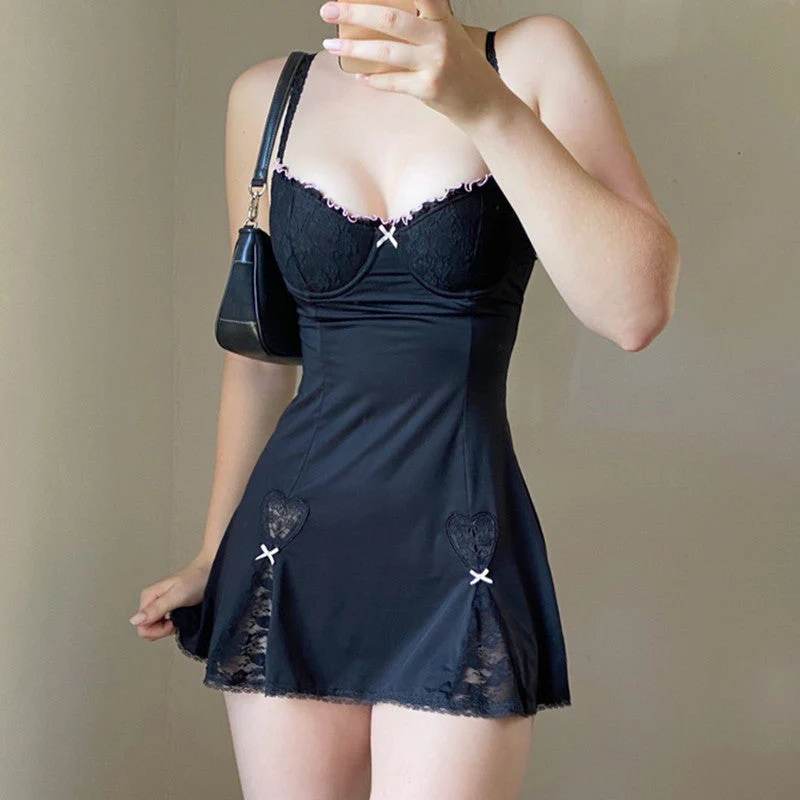 Sweet and spicy lace black slip dress - Image 5