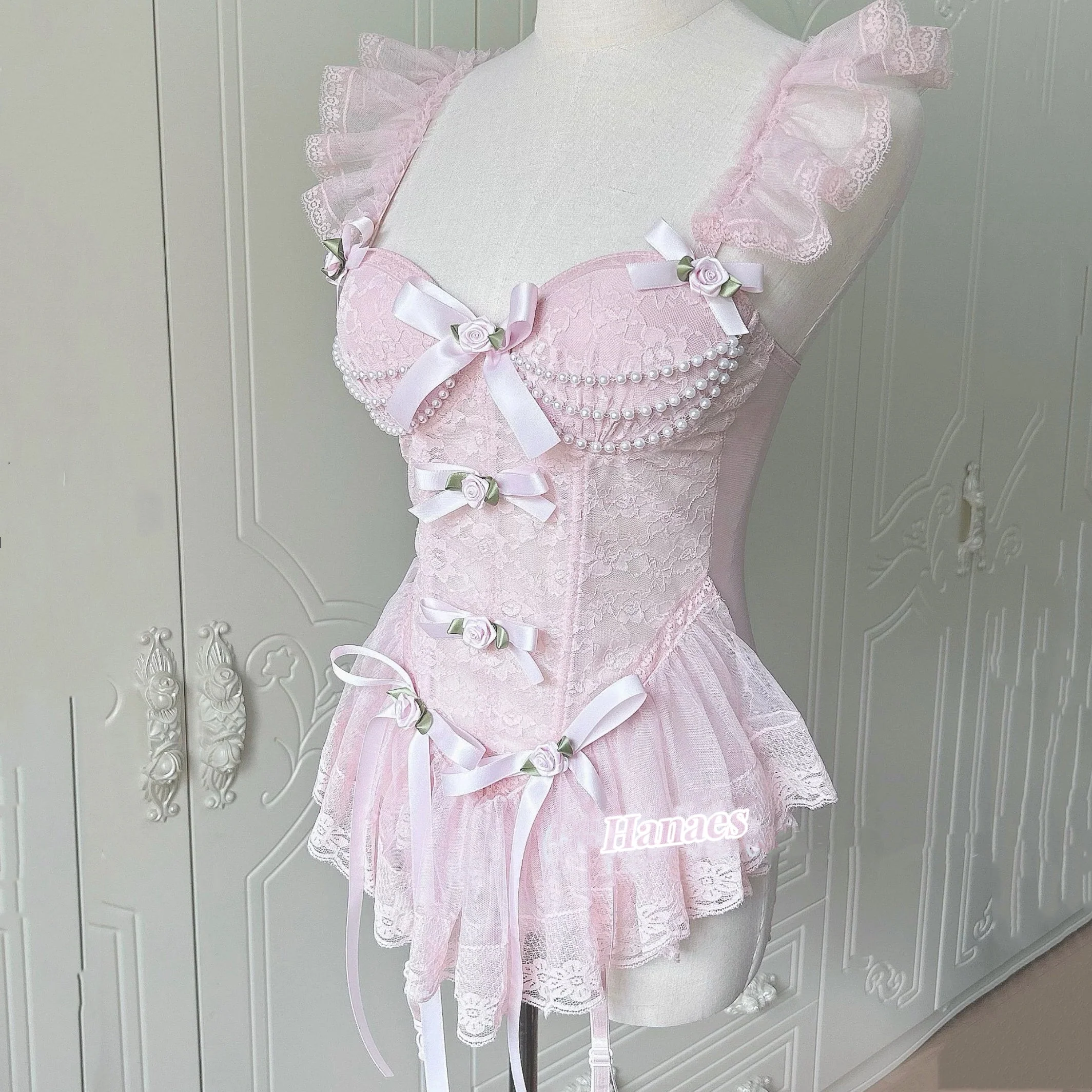 Sweet bow lace bra