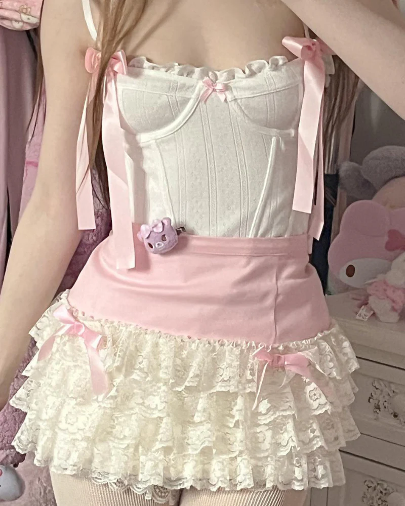 Sweet Bow Lace Cake Skirt - Image 2