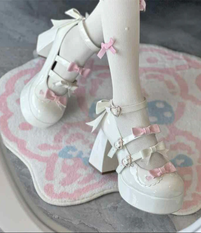 Sweet Bow Thick Heels Shoes