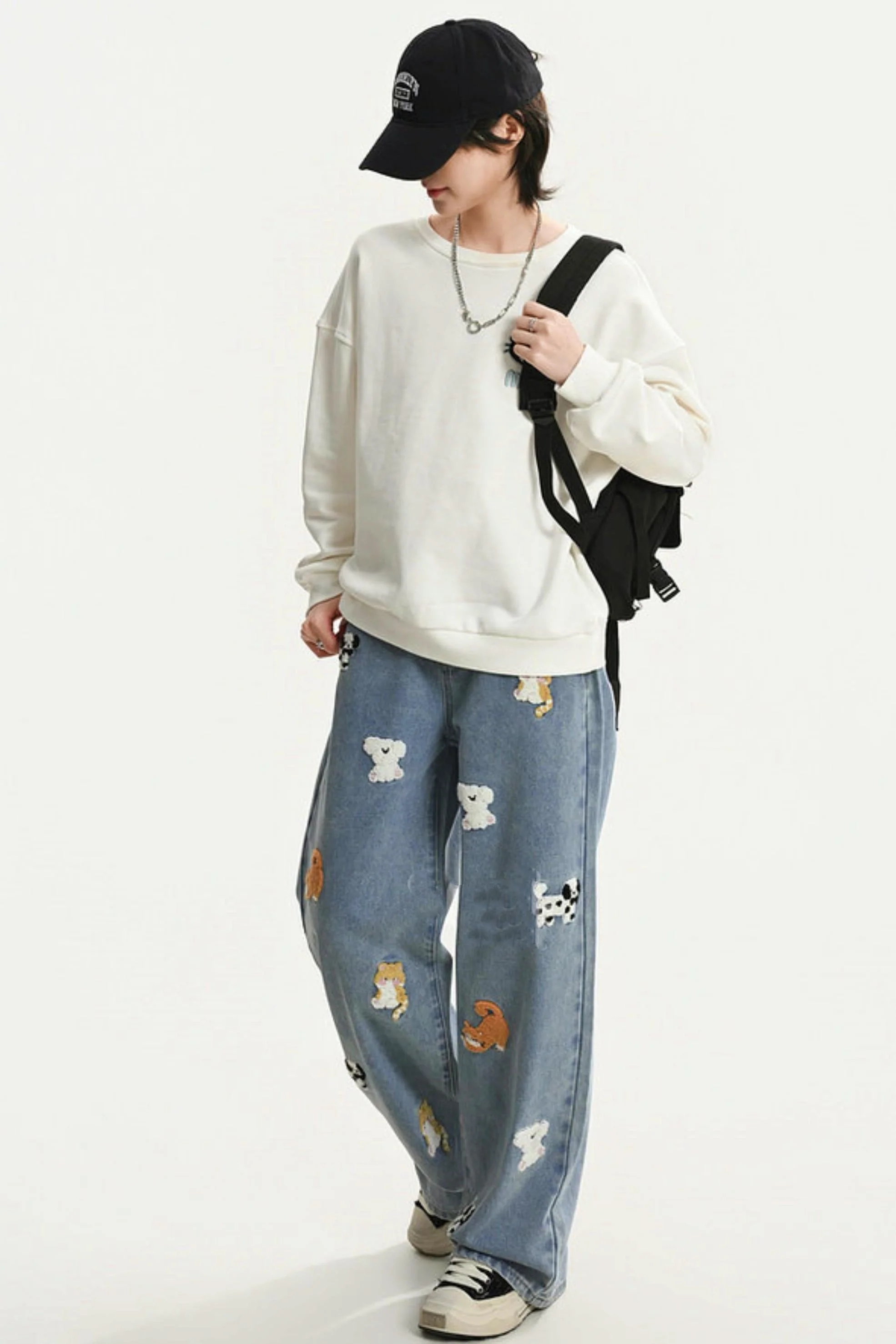 Sweet Embroidered Denim Pants - Image 3