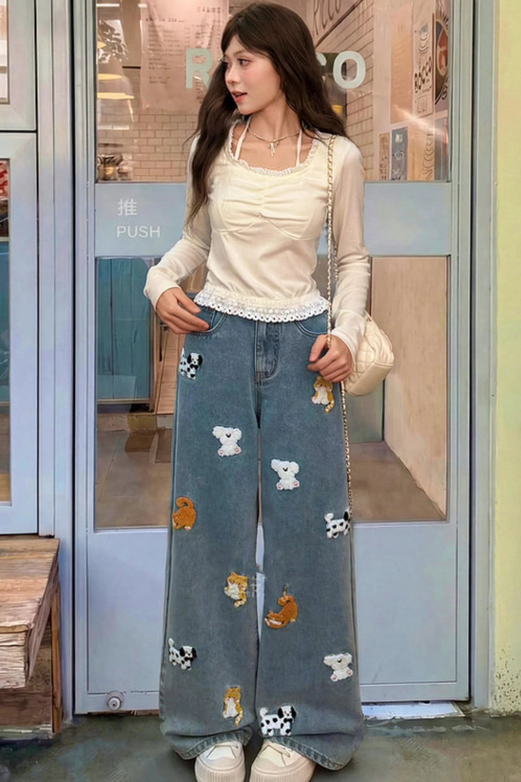 Sweet Embroidered Denim Pants - Image 8