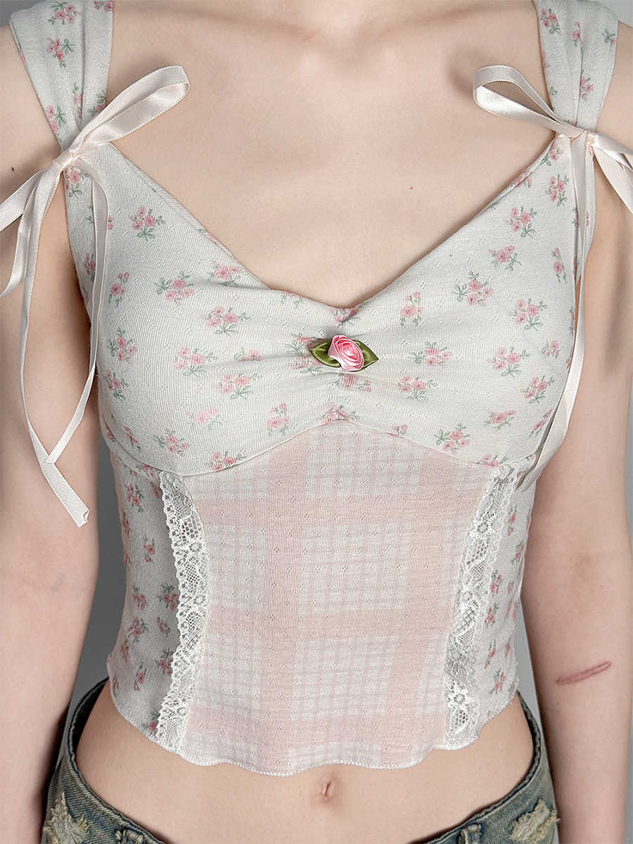 Sweet Floral Bow Tank Top - Image 2