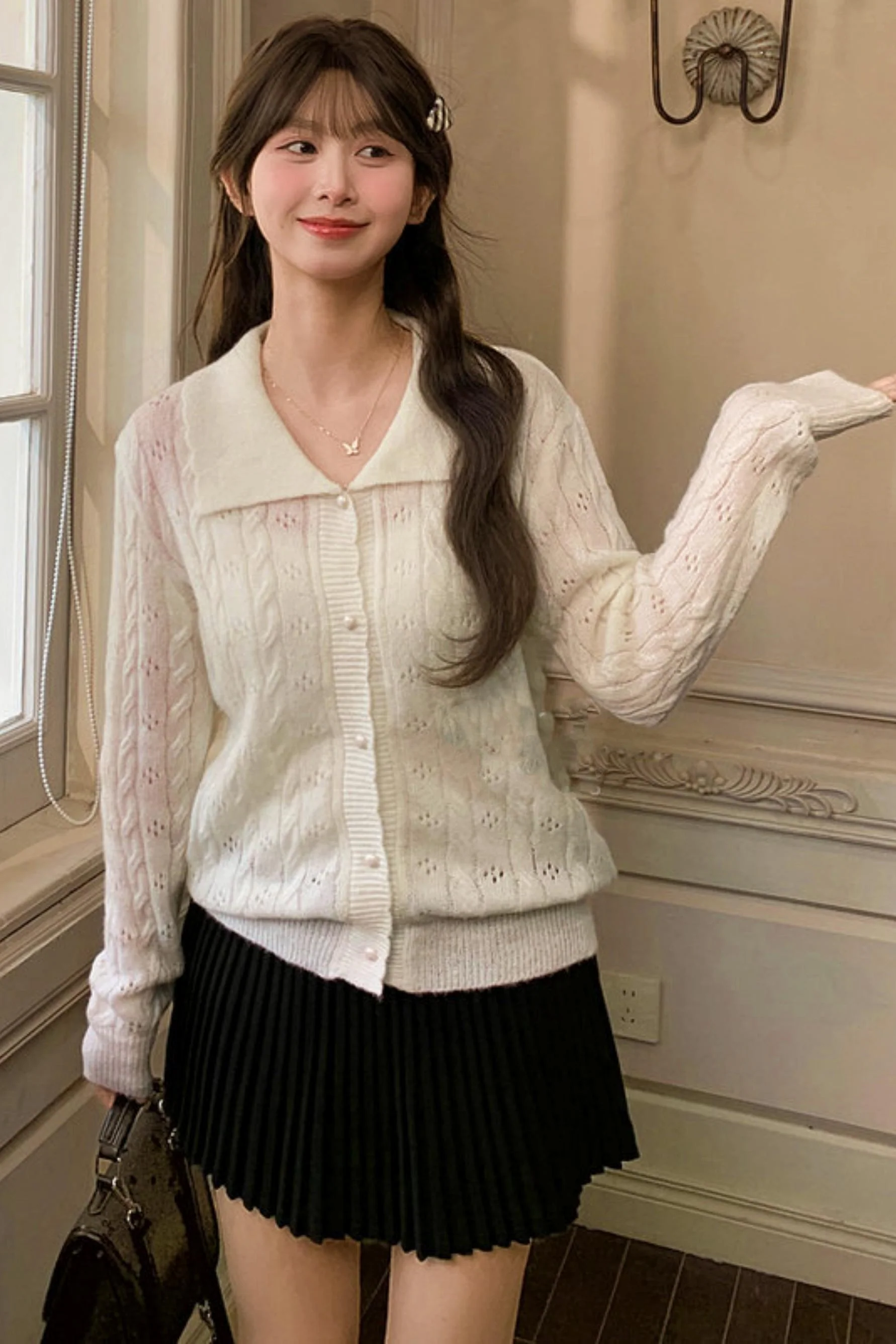 Sweet Hollow Knit Cardigan - Image 2