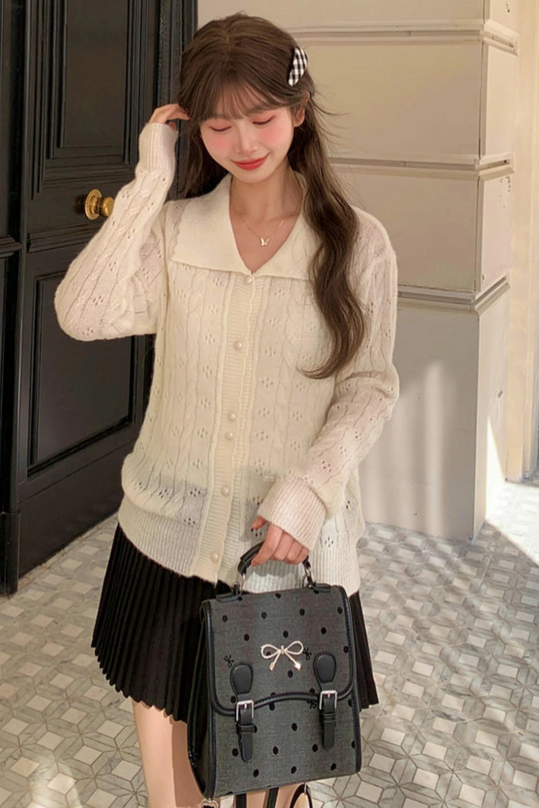 Sweet Hollow Knit Cardigan - Image 4