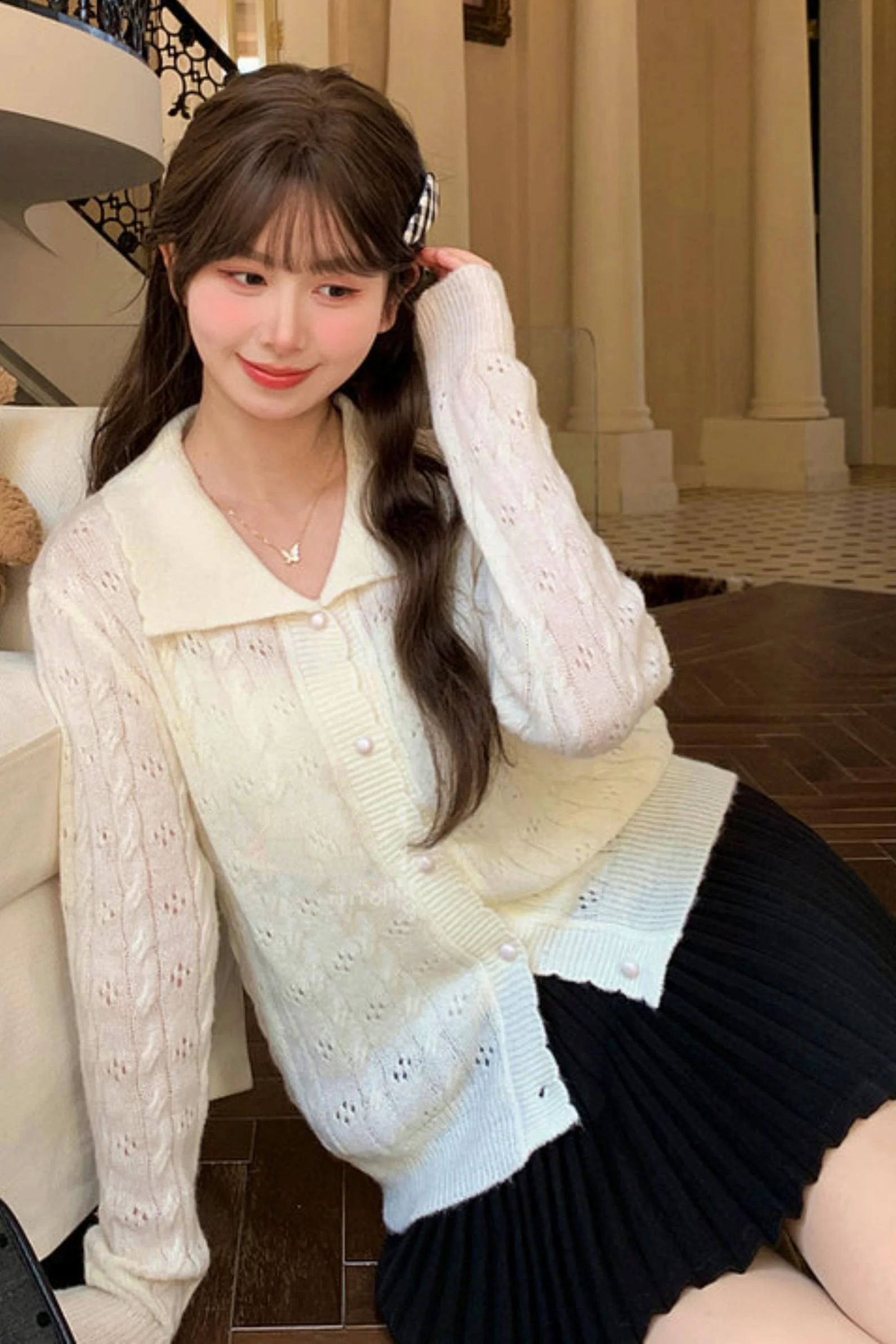 Sweet Hollow Knit Cardigan - Image 7