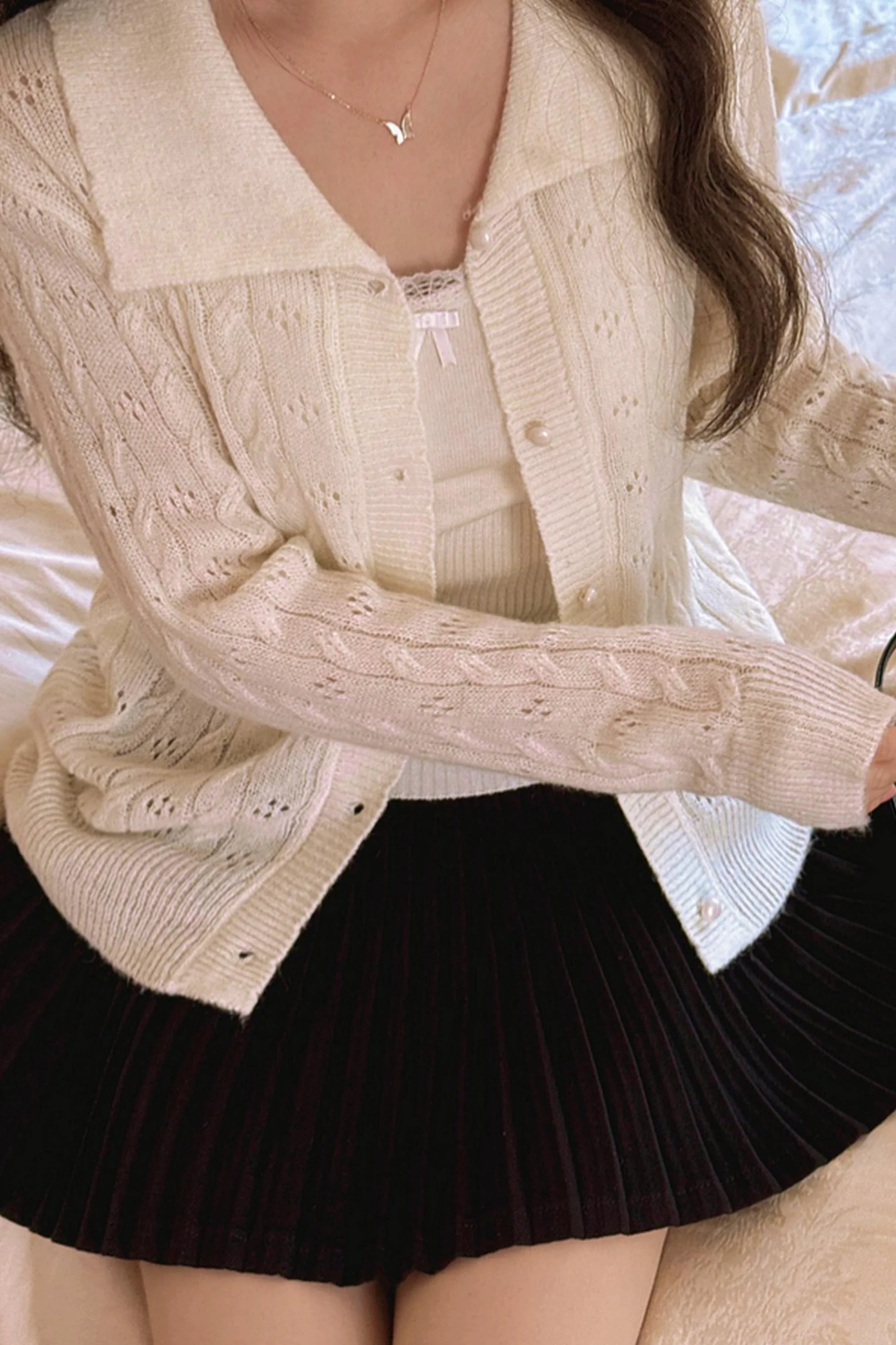 Sweet Hollow Knit Cardigan - Image 8